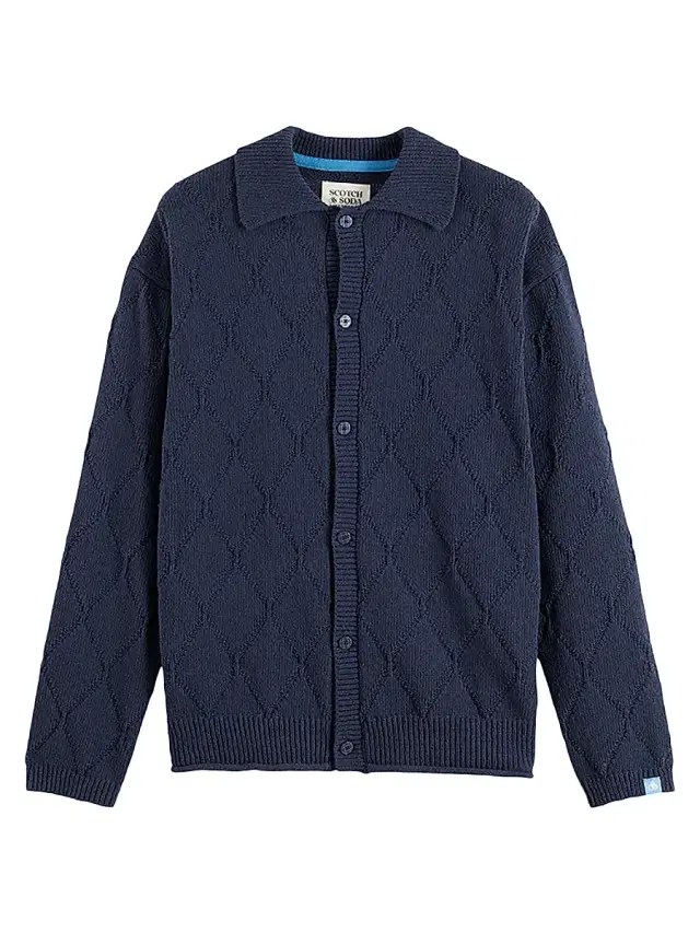 Scotch & Soda Men's Openwork Knit Button-Front Cardigan - Sky