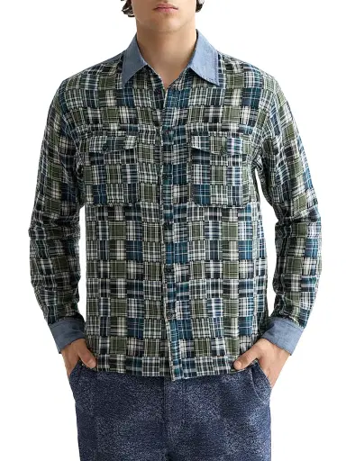 Scotch & Soda Men's Patchwork Flannel Relaxed-Fit Button-Front Shirt | Thumbnail 3