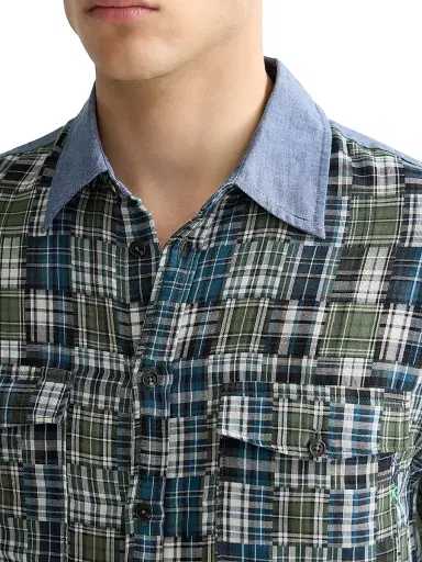 Scotch & Soda Men's Patchwork Flannel Relaxed-Fit Button-Front Shirt | Thumbnail 5