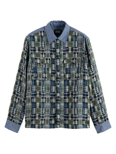 Scotch & Soda Men's Patchwork Flannel Relaxed-Fit Button-Front Shirt | Thumbnail 1