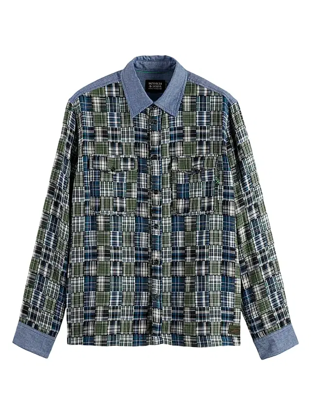 Scotch & Soda Men's Patchwork Flannel Relaxed-Fit Button-Front Shirt - Thyme Patch