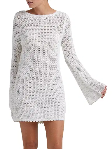 Peony Women's Tapestry Pointelle Rosie Minidress - Seashell - Size Medium | Thumbnail 2