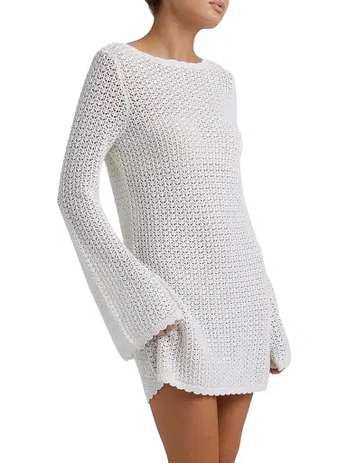 Peony Women's Tapestry Pointelle Rosie Minidress - Seashell - Size Medium | Thumbnail 3