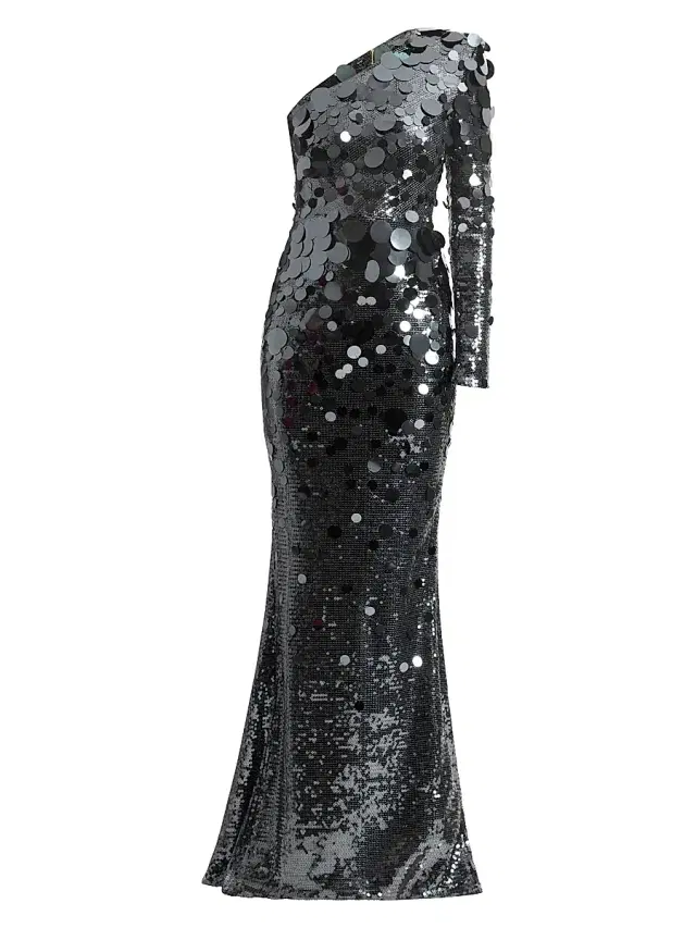 Zhivago Women's The Shimmer Is A Prism Sequined One-Shoulder Gown - Graphite