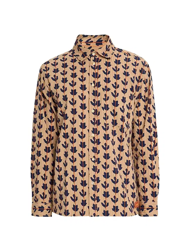 Scotch & Soda Men's Structured Print Button-Front Shirt - Ditsy Leaf