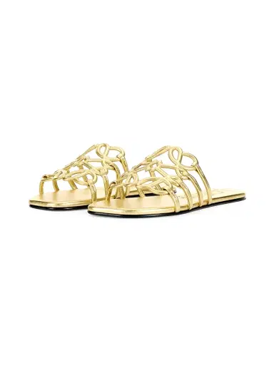 Loewe Women's x Paula's Ibiza Petal Anagram Leather Flat Sandals - Gold - Size 11 | Thumbnail 2 Loewe Women's x Paula's Ibiza Petal Anagram Leather Flat Sandals - Gold - Size 11 | Thumbnail 2