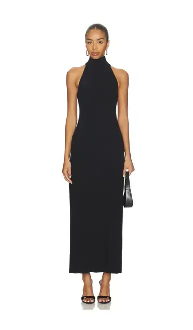 ENZA COSTA Knit Halter Turtleneck Fluid Dress | Thumbnail 1 ENZA COSTA Knit Halter Turtleneck Fluid Dress | Thumbnail 1