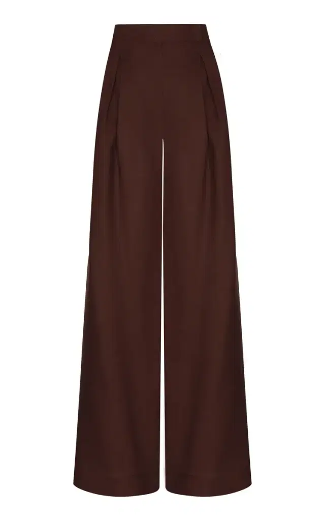 ANDRES OTALORA Desperte Pleated Linen Wide-Leg Pants