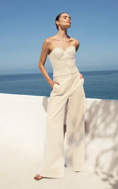 ANDRES OTALORA El Sol Mid-Rise Linen Wide-Leg Pants | Thumbnail 2