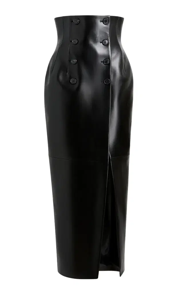 Khaite Luiza Highrise Plonge  Leather Skirt