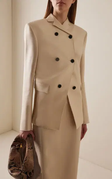 Khaite Rolo Draped Wool-Silk Cady Jacket | Thumbnail 2 Khaite Rolo Draped Wool-Silk Cady Jacket | Thumbnail 2