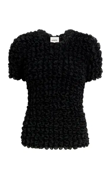 Khaite Polly Smocked Silk-Chiffon Top | Thumbnail 4