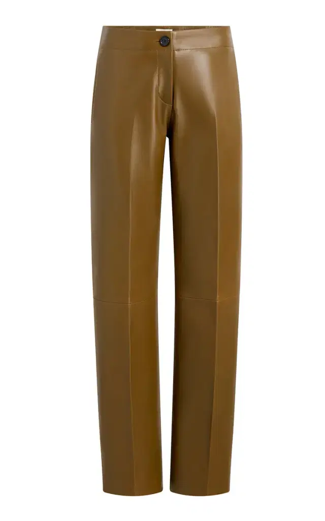 Khaite Mita Plonge Leather Straight-Leg Pants
