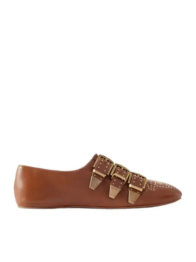 Chloé Susan Studded Buckled Leather Flats