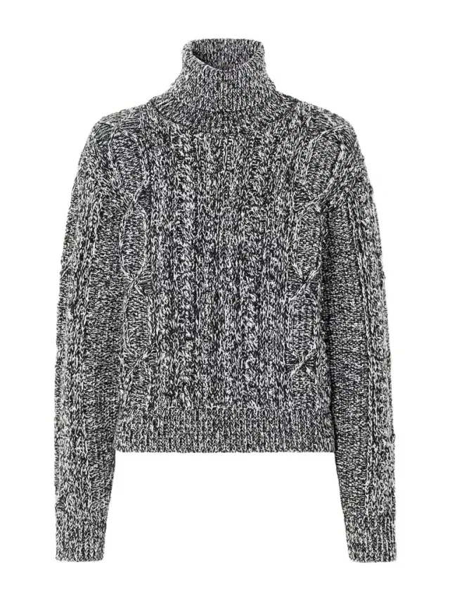 Cable-knit Wool-blend Turtleneck Sweater