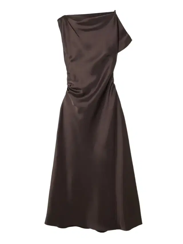 Asymmetric Draped Satin Maxi Dress