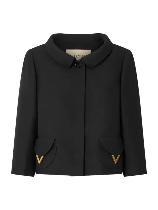Valentino Garavani Button-detailed Embellished Wool And Silk-blend Crepe Jacket
