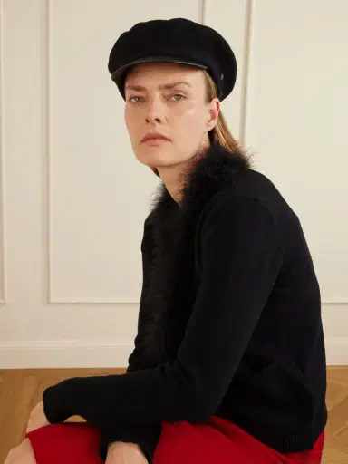 Valentino Garavani Embellished Leather-trimmed Wool Cap | Thumbnail 2 Valentino Garavani Embellished Leather-trimmed Wool Cap | Thumbnail 2