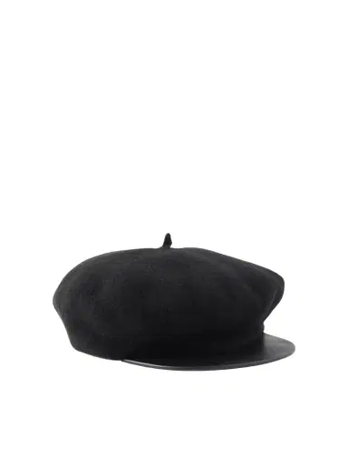 Valentino Garavani Embellished Leather-trimmed Wool Cap | Thumbnail 1 Valentino Garavani Embellished Leather-trimmed Wool Cap | Thumbnail 1