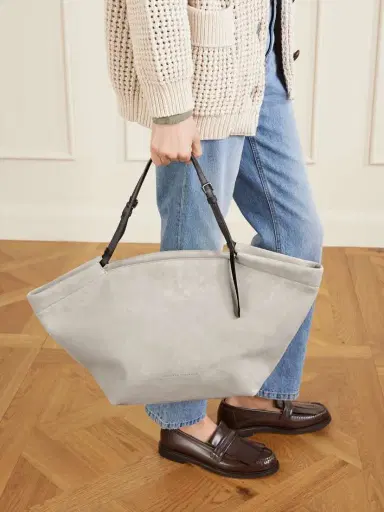 Brunello Cucinelli Leather-trimmed Suede Tote | Thumbnail 3 Brunello Cucinelli Leather-trimmed Suede Tote | Thumbnail 3