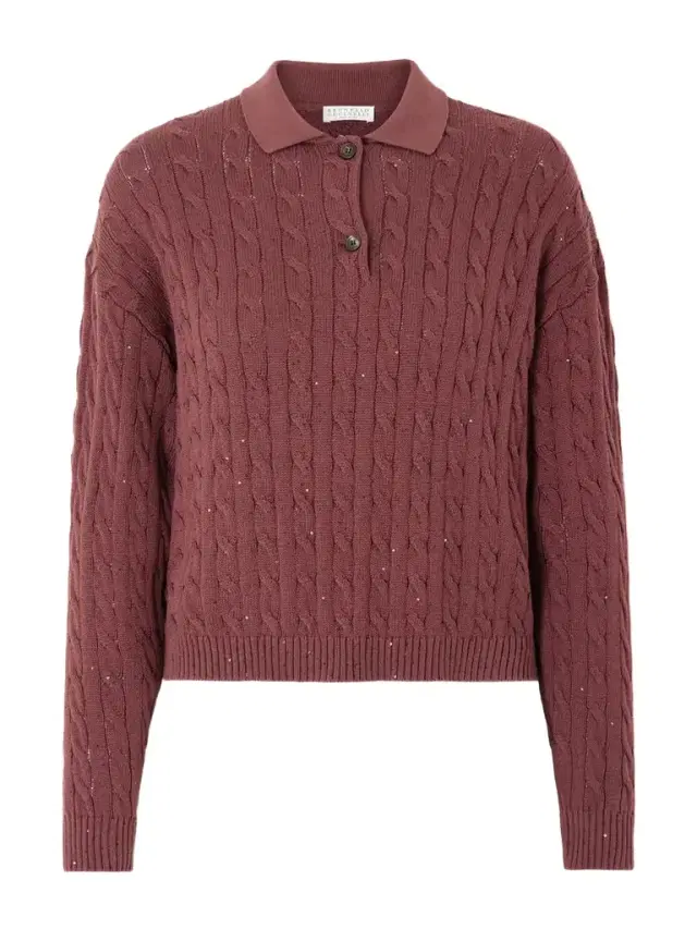 Sequined Cable-knit Cotton-blend Sweater