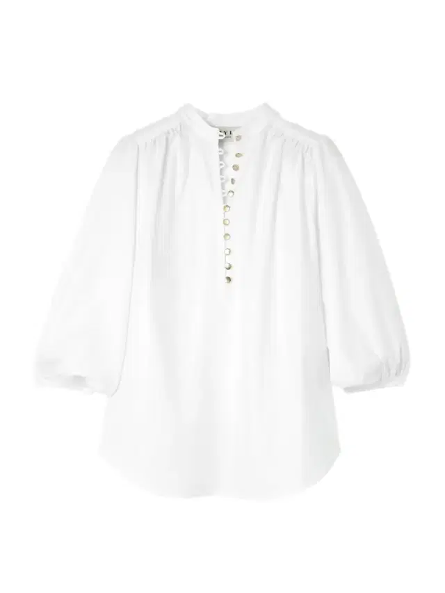 Vivi Pleated Herringbone Cotton Blouse