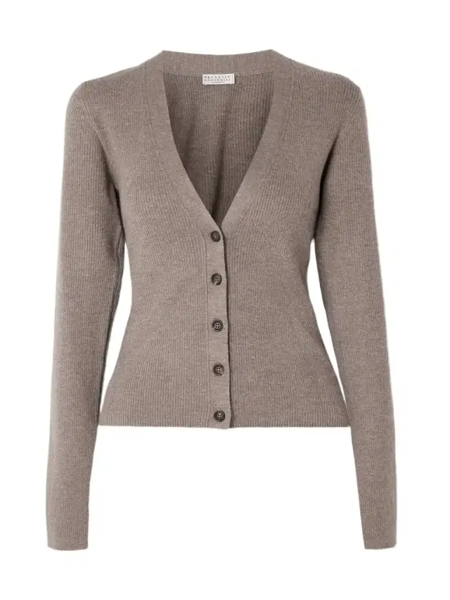 Metallic Ribbed-knit Cardigan