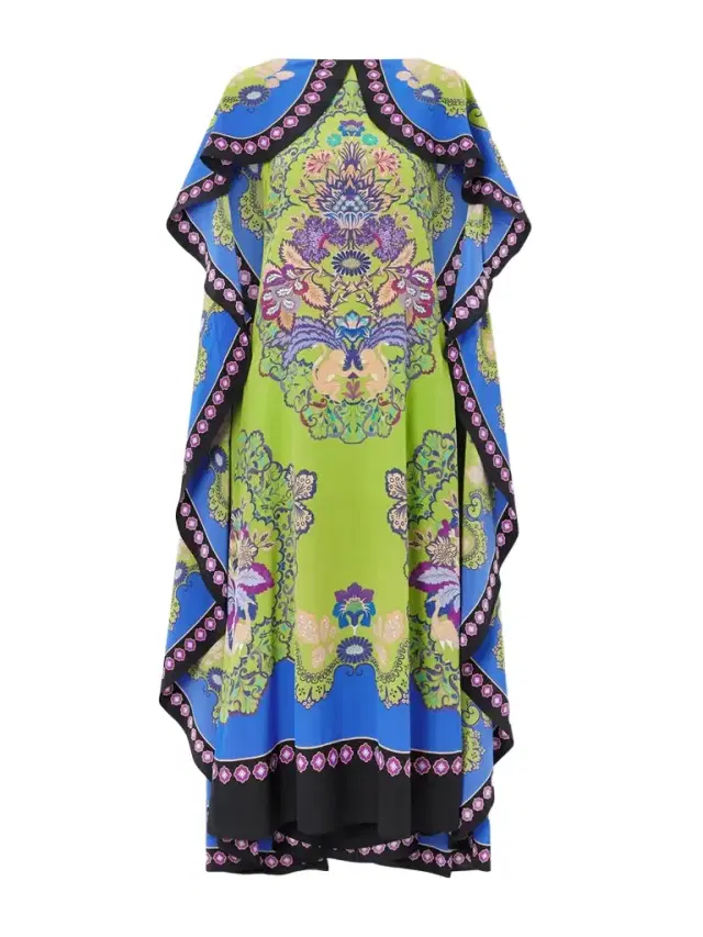 Magic Cape-effect Printed Silk Crepe De Chine Maxi Dress
