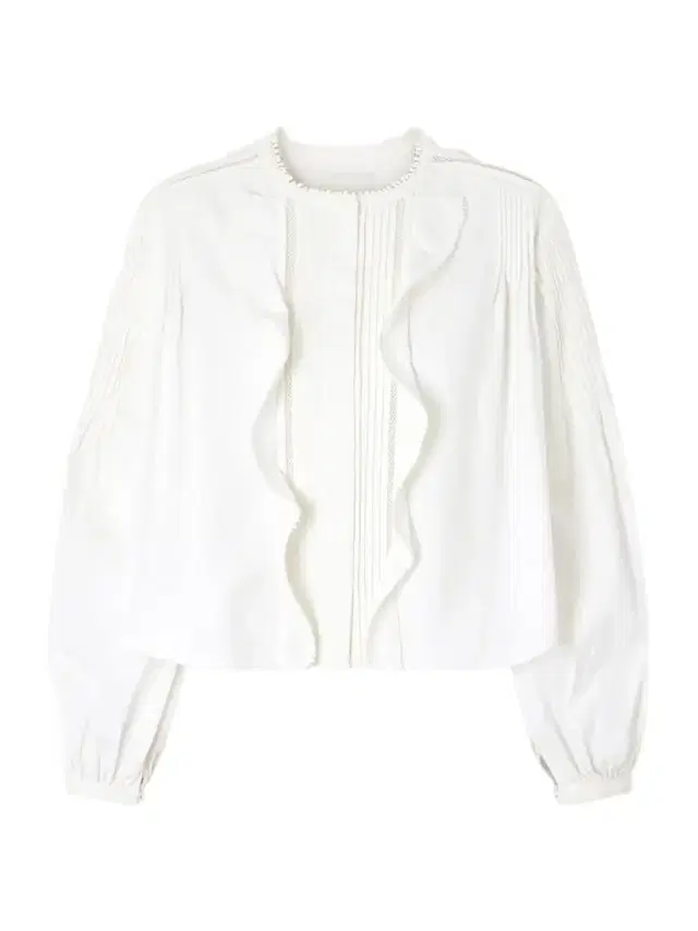 Cubraly Lace-trimmed Ruffled Pintucked Cotton-poplin Blouse
