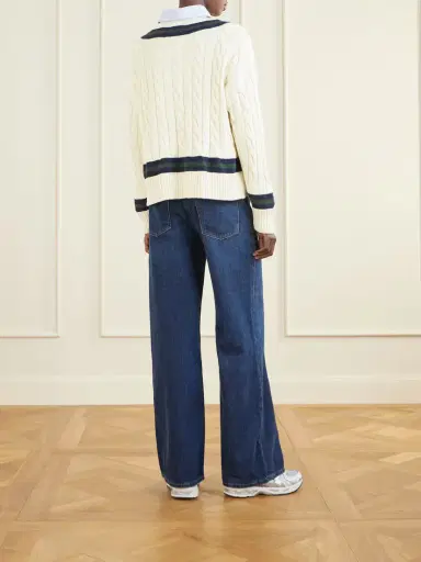 Sporty & Rich Striped Cable-knit Cotton Sweater | Thumbnail 4 Sporty & Rich Striped Cable-knit Cotton Sweater | Thumbnail 4