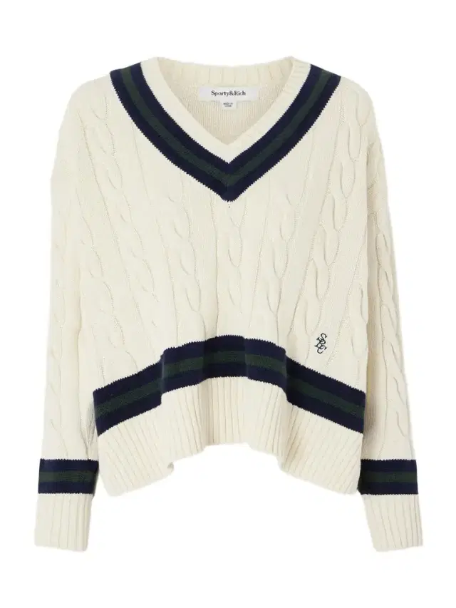 Striped Cable-knit Cotton Sweater