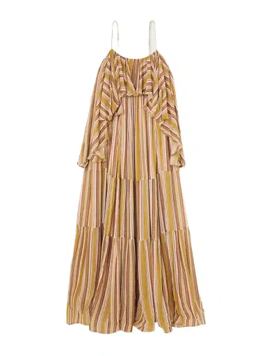 Zimmermann Rebellion Ruffled Tiered Striped Crepe De Chine Midi Dress | Thumbnail 1 Zimmermann Rebellion Ruffled Tiered Striped Crepe De Chine Midi Dress | Thumbnail 1