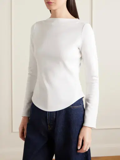 Alaïa Asymmetric Cotton-blend Jersey Top | Thumbnail 3 Alaïa Asymmetric Cotton-blend Jersey Top | Thumbnail 3
