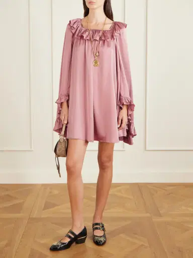 Chloé Ruffled Silk-satin Mini Dress | Thumbnail 2