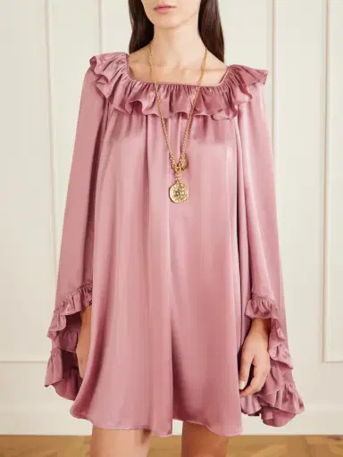 Chloé Ruffled Silk-satin Mini Dress | Thumbnail 3