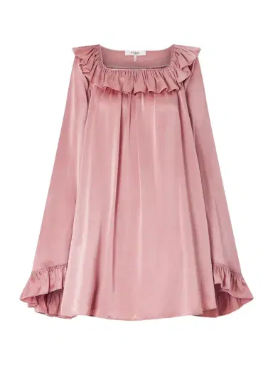 Chloé Ruffled Silk-satin Mini Dress | Thumbnail 1