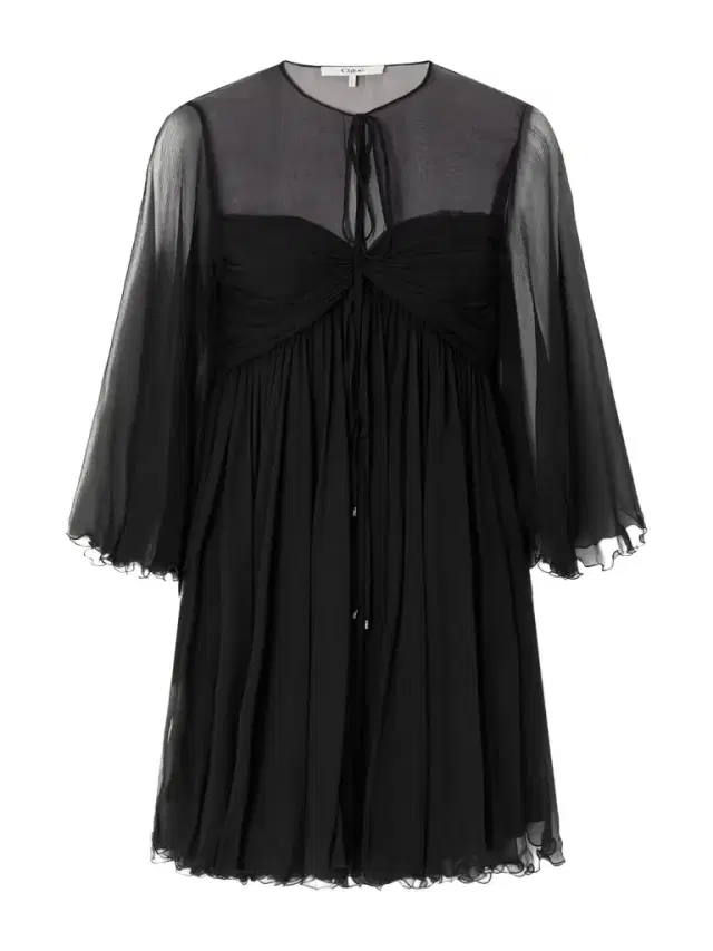 Tie-detailed Gathered Silk-chiffon Mini Dress