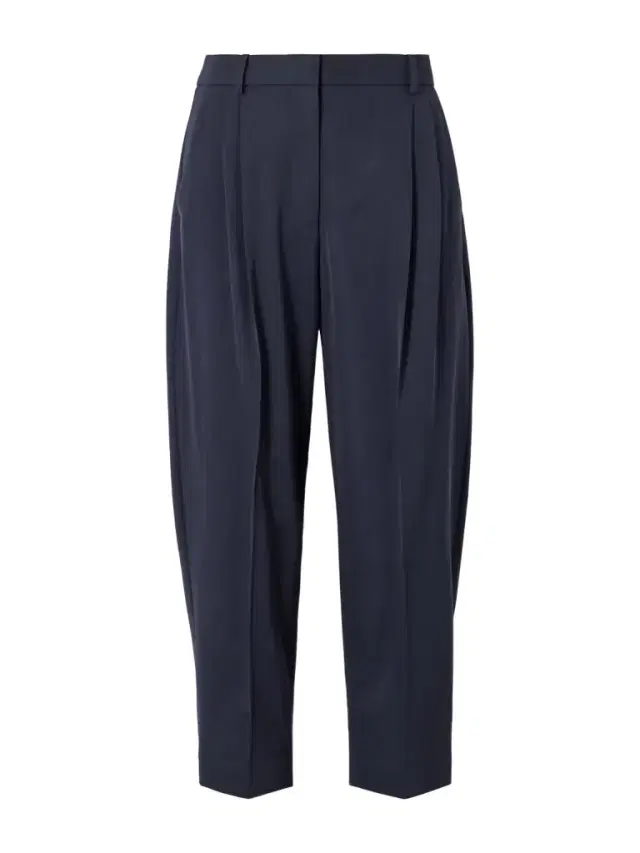 Pleated Cropped Wool Tapered Pants