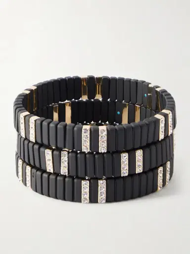 Roxanne Assoulin The Midnight Set Of Three Gold-tone Cubic Zirconia Bracelets | Thumbnail 3 Roxanne Assoulin The Midnight Set Of Three Gold-tone Cubic Zirconia Bracelets | Thumbnail 3