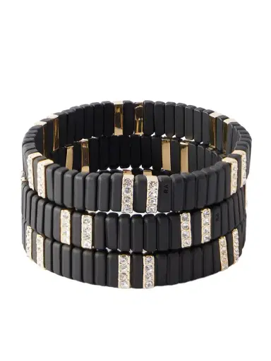 Roxanne Assoulin The Midnight Set Of Three Gold-tone Cubic Zirconia Bracelets | Thumbnail 1 Roxanne Assoulin The Midnight Set Of Three Gold-tone Cubic Zirconia Bracelets | Thumbnail 1
