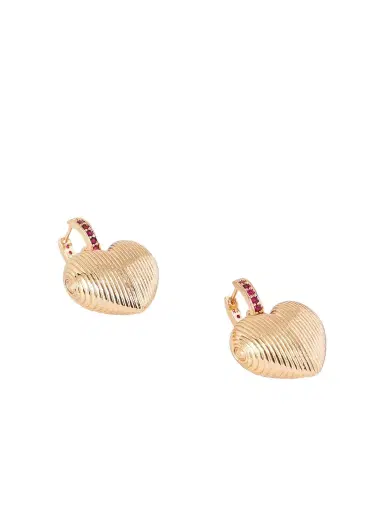 Roxanne Assoulin Textured Heart Gold-tone Crystal Earrings | Thumbnail 1 Roxanne Assoulin Textured Heart Gold-tone Crystal Earrings | Thumbnail 1