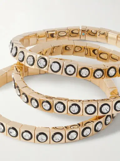 Roxanne Assoulin The Royal Set Of Three Gold-tone, Enamel And Crystal Bracelets | Thumbnail 4