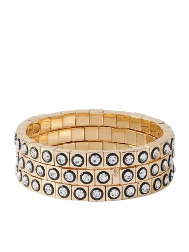 Roxanne Assoulin The Royal Set Of Three Gold-tone, Enamel And Crystal Bracelets | Thumbnail 1