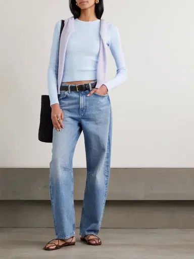 Citizens of Humanity Pilar Cropped Waffle-knit Cotton T-shirt | Thumbnail 2