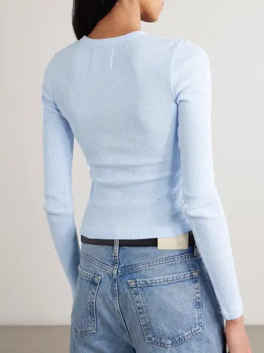Citizens of Humanity Pilar Cropped Waffle-knit Cotton T-shirt | Thumbnail 4
