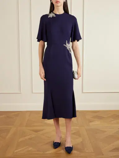 Erdem Embellished Appliquéd Crepe Midi Dress | Thumbnail 2