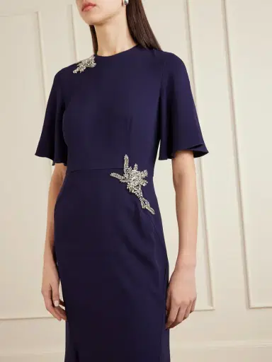 Erdem Embellished Appliquéd Crepe Midi Dress | Thumbnail 4