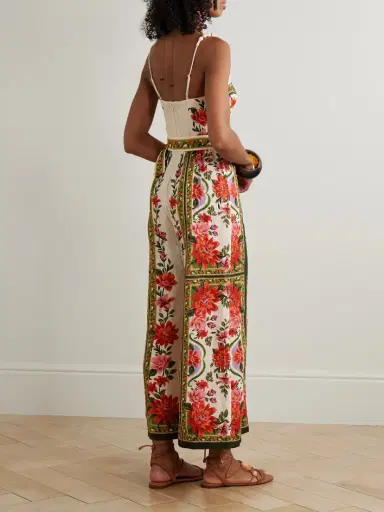 Farm Rio Wonder Rio Belted Embellished Printed Linen Jumpsuit | Thumbnail 3