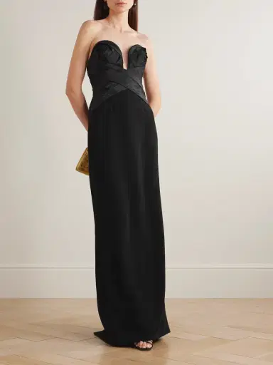 Carolina Herrera Strapless Draped Satin And Crepe Gown | Thumbnail 2 Carolina Herrera Strapless Draped Satin And Crepe Gown | Thumbnail 2