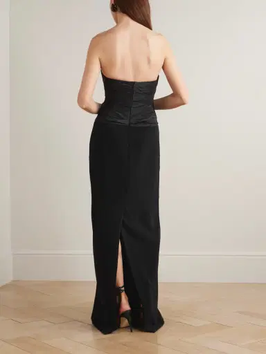 Carolina Herrera Strapless Draped Satin And Crepe Gown | Thumbnail 3 Carolina Herrera Strapless Draped Satin And Crepe Gown | Thumbnail 3